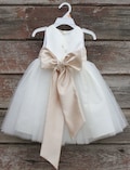 White Flower Girl dress bow sash pageant petals wedding bridal children bridesmaid toddler elegant sizes 6-9m 12-18m 2 4 6 8 10 12 14 #302t
