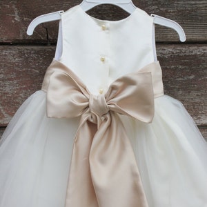 Flower Girl Dresses IVORY with Champagne FD0FL Wedding Easter Junior Bridesmaid For Children Toddler Kids Teen Girls image 3