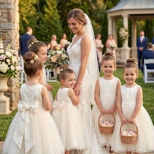 Ivory Flower Girl Dress - Birthday Wedding Party Holiday Bridesmaid Ivory Lace Tulle Flower Girl Dress