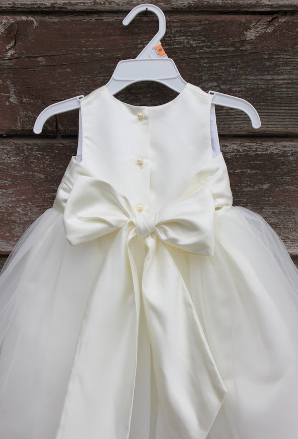 Ivory Flower Girl Dress Bow Sash Pageant Petals Wedding Bridal Etsy