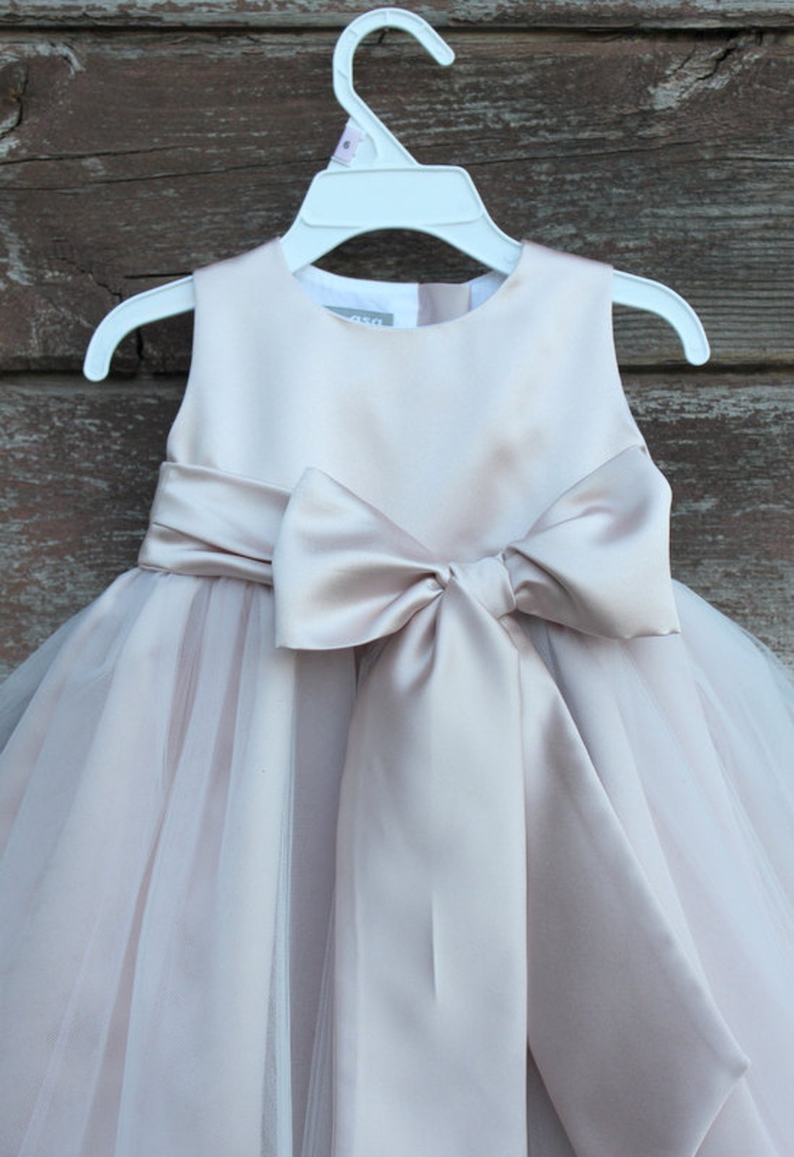 Blush Flower Girl Dress Bow Sash Pageant Petals Wedding Bridal Etsy