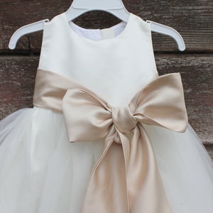 Flower Girl Dresses IVORY with Champagne FD0FL Wedding Easter Junior Bridesmaid For Children Toddler Kids Teen Girls image 5