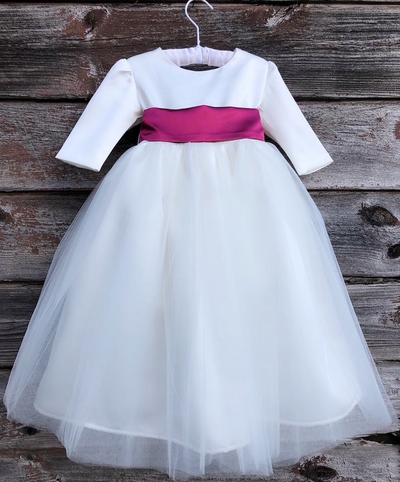 Ivory Flower Girl Dress Bow Sash Pageant Petals Wedding Bridal Etsy