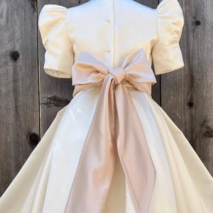 Ivory Flower Girl dress short sleeves pageant petals wedding bridal children bridesmaid toddler famous wedding long sleeve flower girl dress