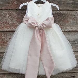 Ivory tulle blush flower girl dress, girl lace dress, flower girl dress, rustic dress, birthday dress, boho flower girl dress, blush