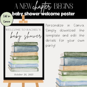 A New Chapter Begins Baby Shower Welcome Poster