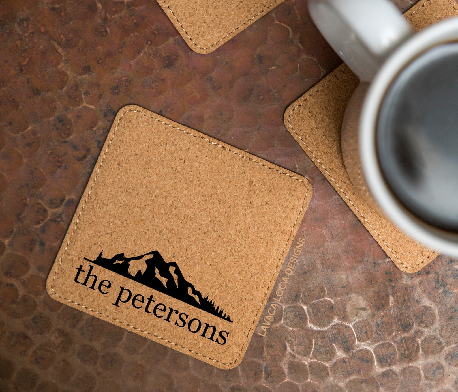 Mountain Range Cork Coasters Set of 6 Etsy
