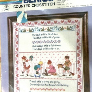 Vintage 1988 Bernat Babys First Christmas Stocking Cross Stitch Kit Joan Elliott Sealed