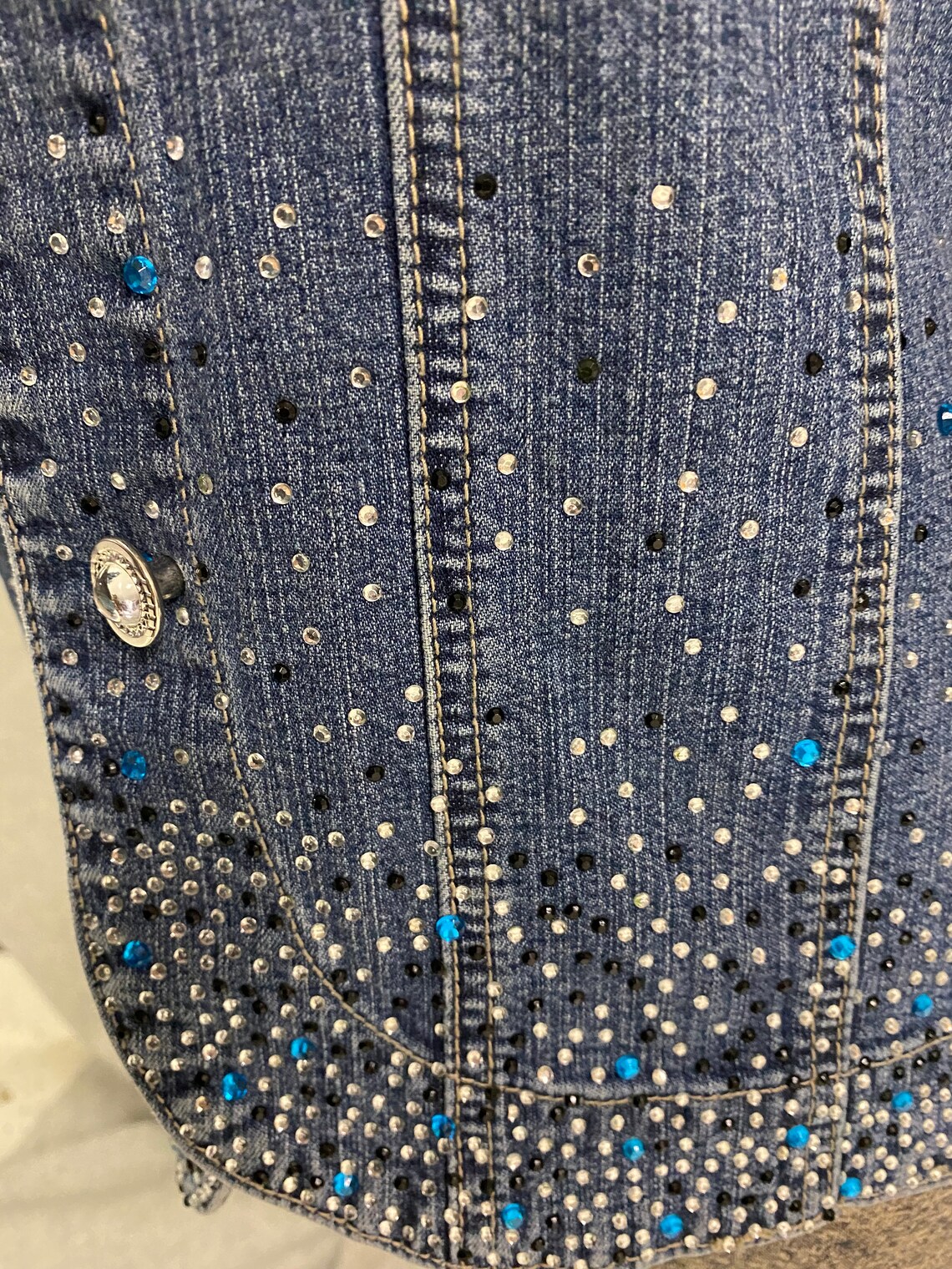 Womens denim jacket embellished with sequins Etsy