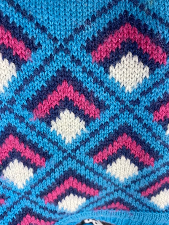 Vintage 80s Nordic Sweater Fair Isle Wool - image 7