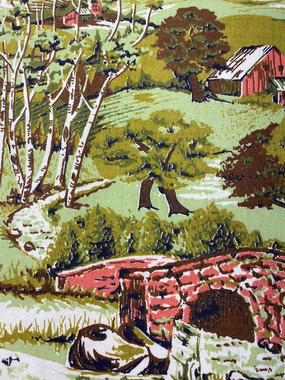 Vintage 100 Cotton Tea Towel Fabric by the Yard Etsy