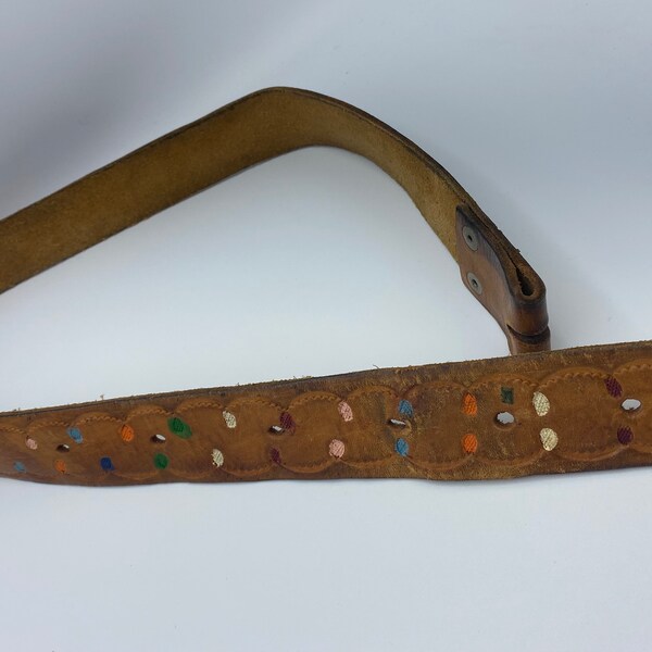 Vintage belt hand tooled and painted