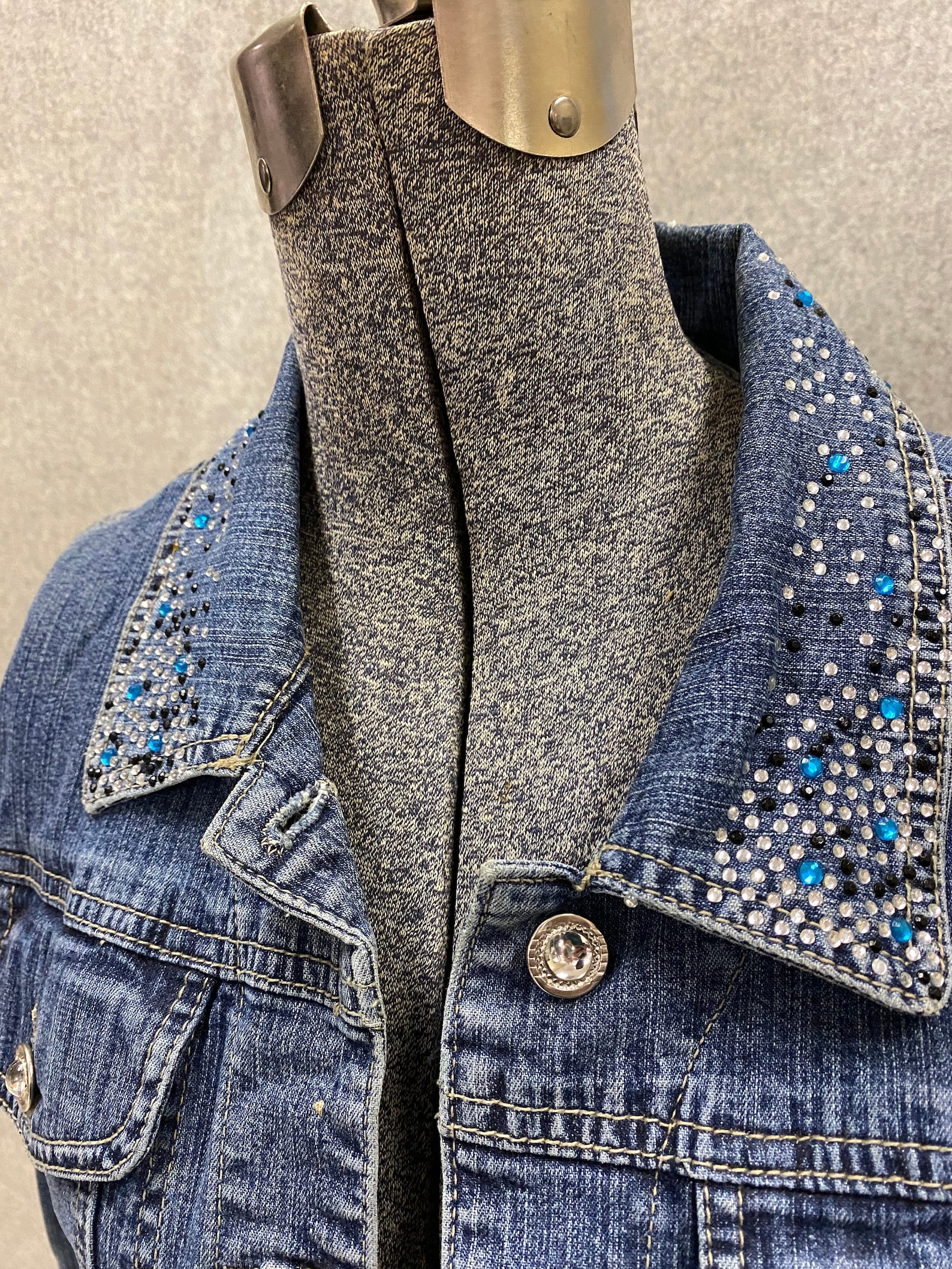 Womens denim jacket embellished with sequins Etsy