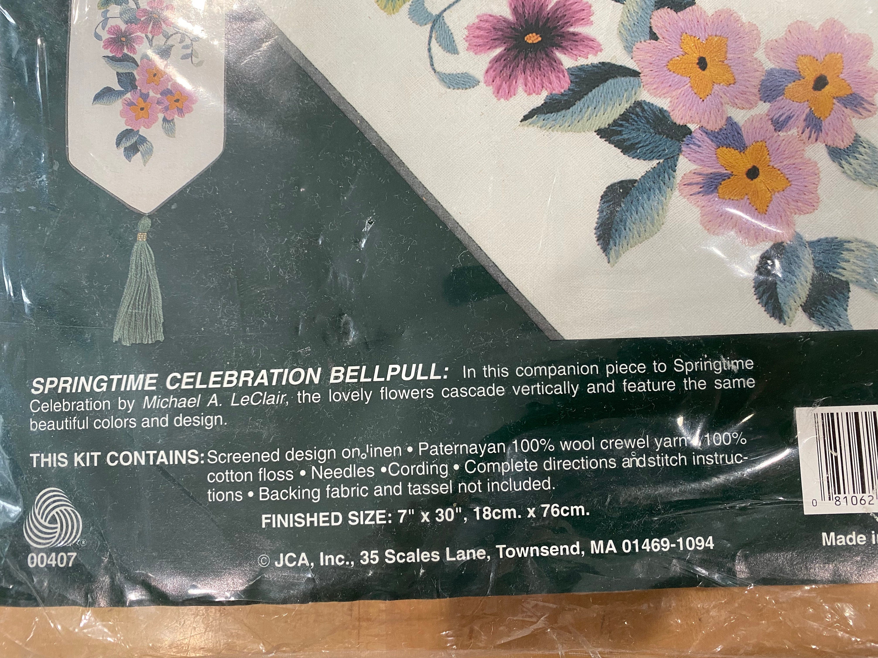 Kit De Broderie Elsa Williams Crewel – Gardner Bellpull Jacobean Floral NOS 00403