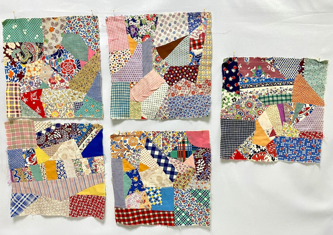 Antique Hand Sewn Quilt Blocks Lot of 5 Etsy