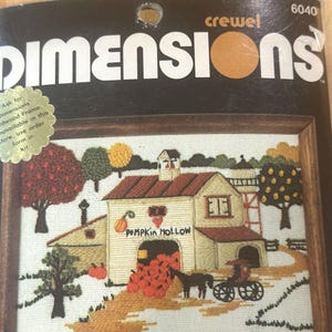 Vintage Dimensions Pumpkin Hollow Crewel Kit Charles Wysocki 1980 Sealed Fall Needlework Kit