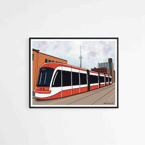 Toronto Street Art, Toronto Streetcar Print, TTC Memorabilia , TTC Art, Downtown Scene, Toronto during the day, Giclée print, The6, Toronto