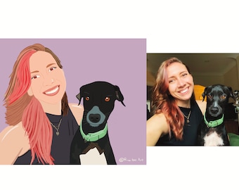 Pet Portrait Custom (Cat, dog), Customized Pet Drawing, Animal Lover Gift, Cartoon Pet, Christmas Gift,  Cat Drawing, Fast Delivery, Dog Art