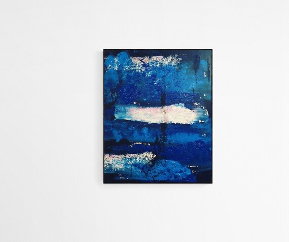 Large 3D Blue Abstract Painting, Textured Grungy Art, Bright Art, Modern Contemporary, Living Room Painting, Hand Painted Custom Art