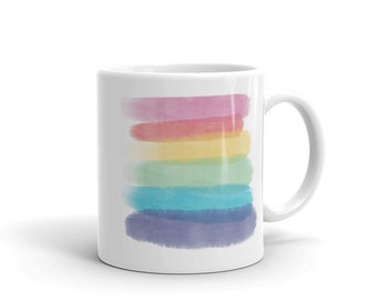 Rainbow Gay Pride Mug, Gay Gift, Queer Gift,  Valentines Day Gift, Pride Art Gift, LGBTQ+, Pride, Gay Flag, Gay Pride, Gay, Queer, Gay Art
