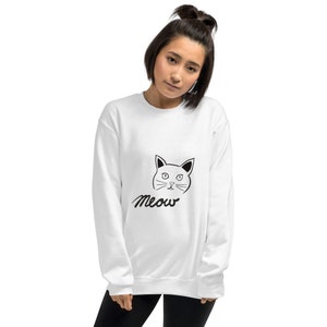Cat Line Art Sweater, Cat Meow Crewneck Unisex Sweater, Cat Lover Sweater Clothes, Unisex Heavy Blend Crewneck Sweatshirt