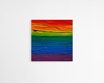 Pride Painting Art,  LGBTQ+ Painting, Queer Gay Lesbian Art, Hand Painted Pride Flag, Rainbow Art, Pride Month Gift, Made in Canada