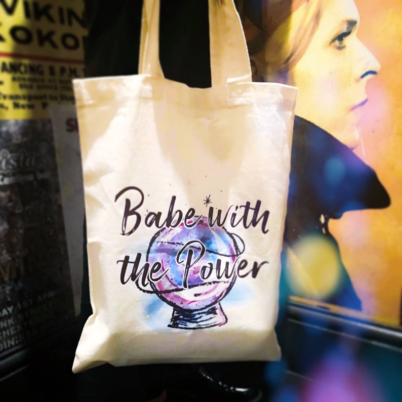 Babe with the Power Labyrinth inspired Cotton Tote Bag Bowie crystal hand printed accessory