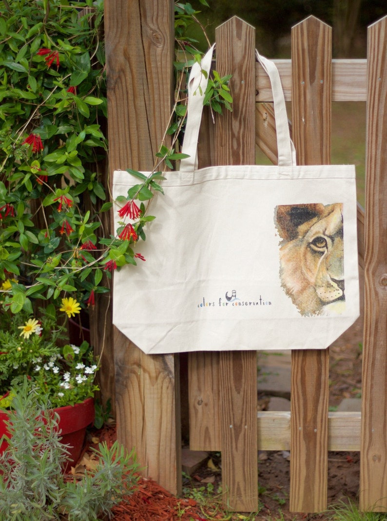 Colors for Conservation Lion Canvas Tote