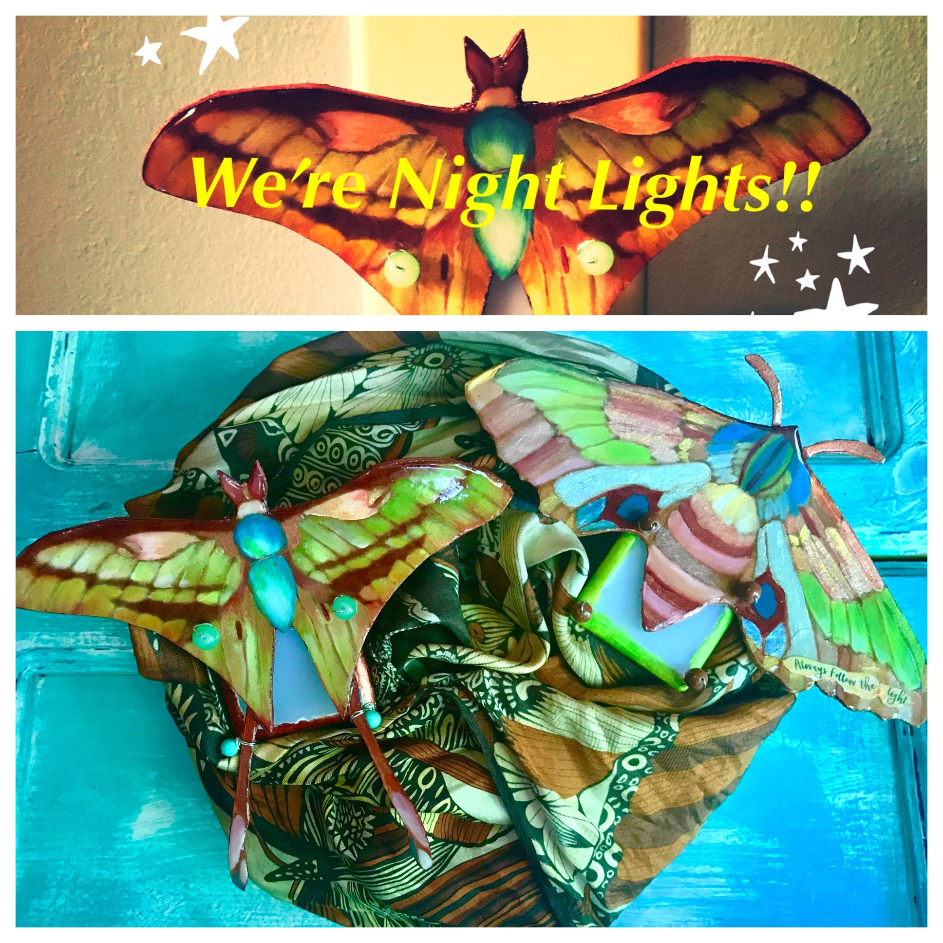 Whimsical Moth LED Night Lights with built in light detection Etsy