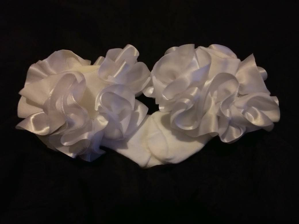 Girls Satin Ribbon Trim Ruffle Tutu Designer Pageant Style Socks
