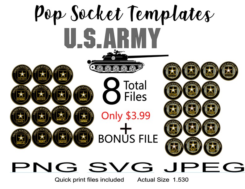 Download Us Army Pop Socket Design Template Us Army Phone Grips Pop Etsy