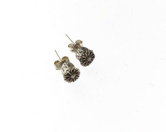 sterling silver poppy pod studs