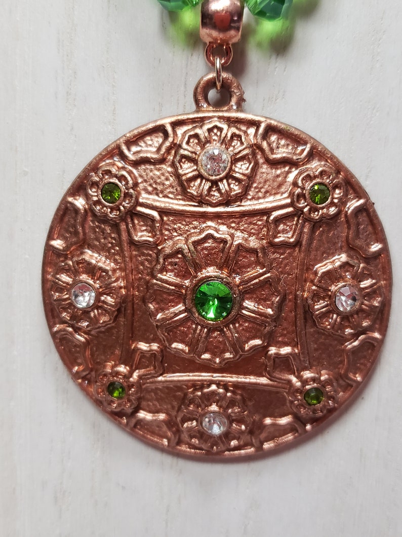 3 Pc Rose Gold and Green Crystal Necklace Set