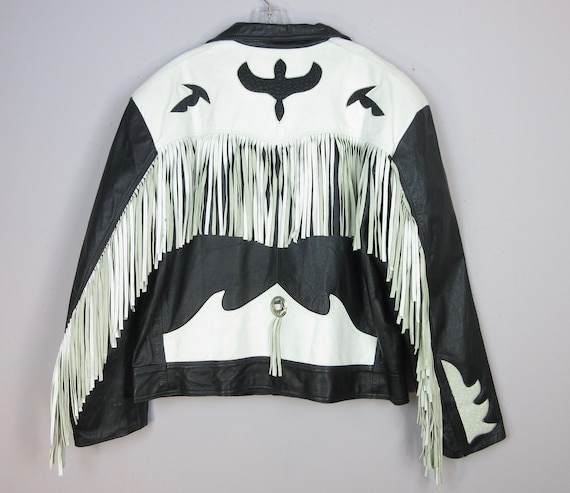 Vintage 1970s Western Leather Fringe Coat Jacket B