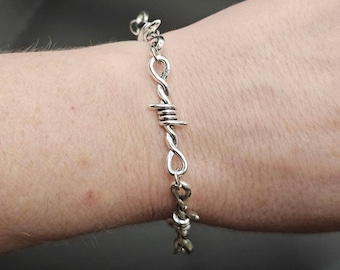 Barbed Wire Bracelet. Silver Bracelet. Punk. Grunge.