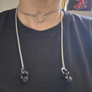 Earplug O Ring Bolo Tie Necklace. Earplug necklace. Loop earplug chain. Neurodivergent Gifts