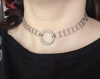 Chainmail Necklace. Day Collar. O Ring Choker. Industrial Choker. Gothic. Punk. Alt. Grunge. Rave Outfit. Medieval. Bold chunky