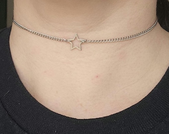 O Ring Discreet Day Collar: Handmade Gothic Punk Choker. Star Choker. Witchy. O ring star. Small. Dainty. O ring necklace. Alternative.