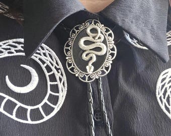 Snake Bolo Tie. Neck Tie. Gothic western bolo tie.