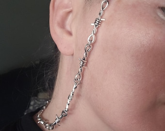 Barbed Wire Glasses Chain. Reading Glasses Chain. Sunglasses Strap. Earbud chain holder. Punk. Gothic. Glasses Holder. Alternative.