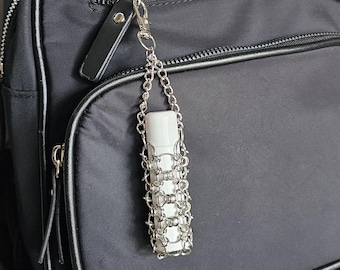 Chapstick Holder. Keychain Holder. Lipchap holder. Chainmail holder. Lip balm holder. Handmade Keychain. Alt Punk Keychain. Bag charms.