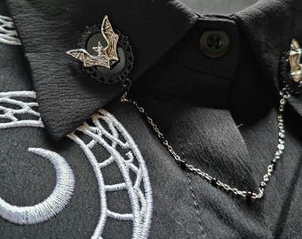 Collar Pin Chain. Collar Pin. Victorian Collar Pin. Bat Lapel pin. Collar Chain. Collar Clip. Collar Pendant. Gothic Jewelry. Corporate Goth