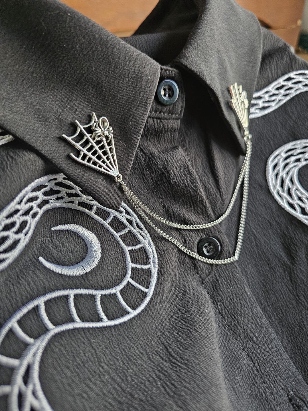 Collar Pin Chain. Spider Web Collar Pins. Lapel Pins. Collar Chain ...