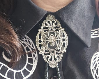 Spider Bolo Tie. Neck Tie. Gothic western bolo tie.