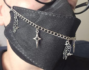 Crow Mask Chain. Witchy Mask Chain. Mask Chain Punk. Gothic Mask Chain. Face Mask Charm jewelry