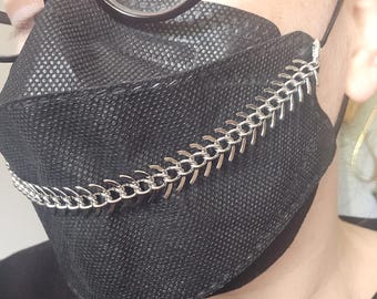 Stainless Steel Fishbone Mask Chain. Mask Chain Punk.  Gothic. Grunge jewelry