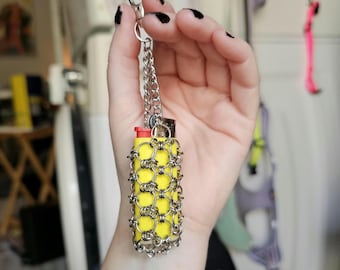 Lighter holder. Keychain. Chainmail holder. Chainmail Kepchain. Handmade Keychain. Alt keychain. Punk Keychain. Bag charms.