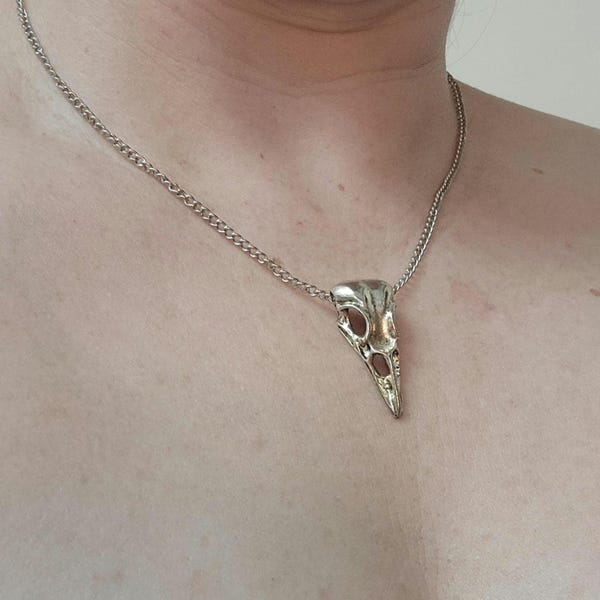 Bird Skull Necklace: Gothic Punk. Animal Skull Pendant. Alternative jewelry. Stainless steel. Corporate Goth. Grunge Jewelry