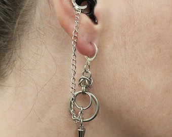 Earplug earrings. Loop earplug earring. Chainmail earrings with spike. Byzantine. Neurodivergent Gifts
