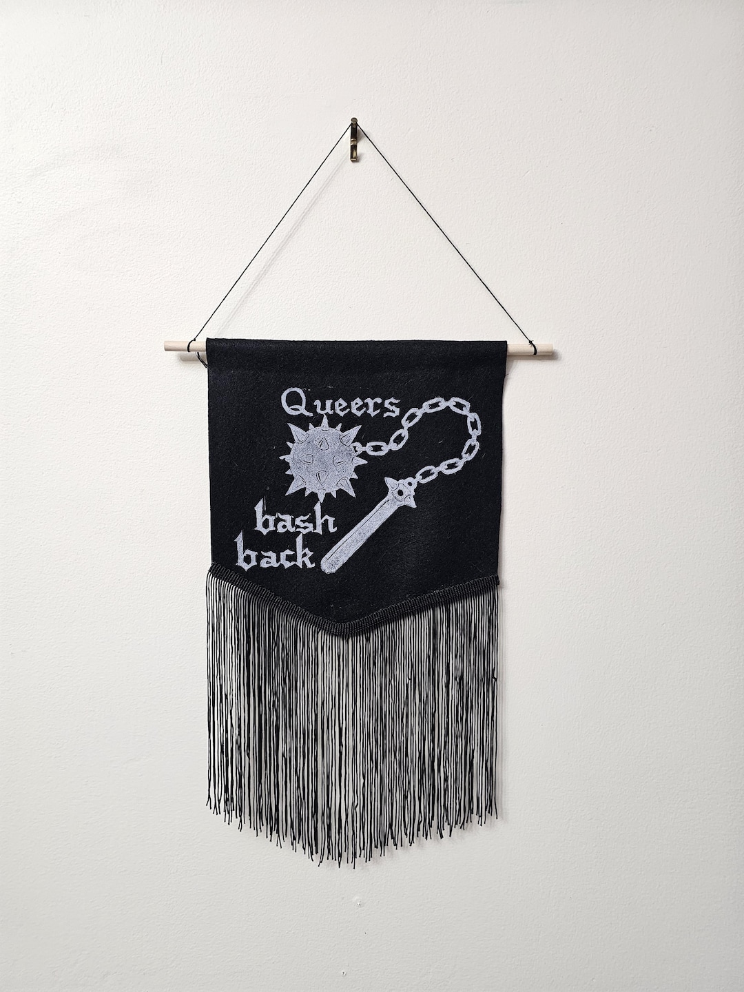 Queers Bash Back With Flail - Handmade Banner. Hanging Wall Art ...